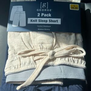 George 2 Pack Cream and Navy Knit Sleep Shorts size large
